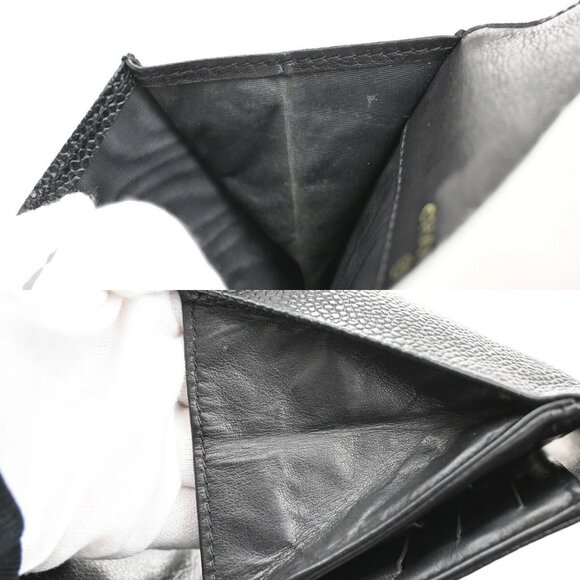 CHANEL CC Logo Compact Wallet Grained Calfskin Leather Black Vintage - Picture 14 of 16